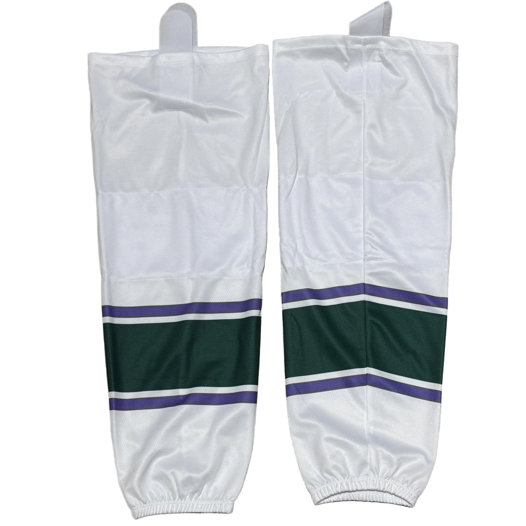 Nouvelle chaussette de hockey Performance (blanche/verte/violette)